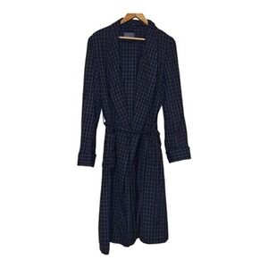 Vintage Pendleton Robe Mens Medium Blue Plaid Wool Belted Shawl Collar 60s